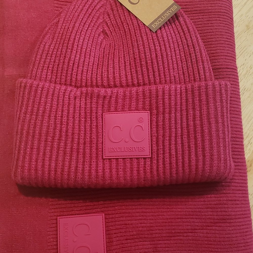 Hot Pink Scarf and Beanie Sert